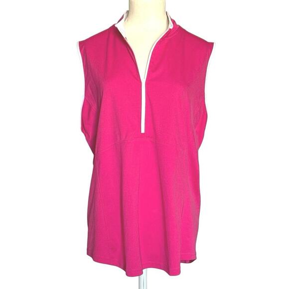 FootJoy Womens XL Interlock Sleeveless Half-Zip Golf Tennis Performance Top Pink - Picture 1 of 7